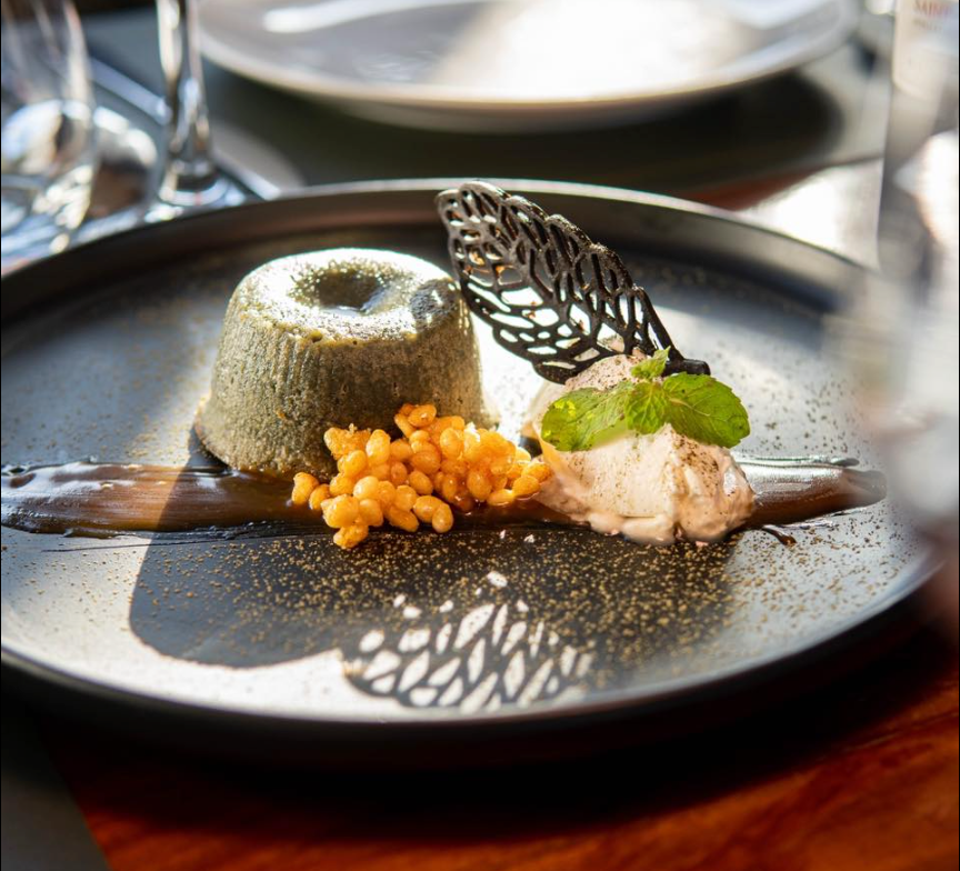 Elegant plated dish at Bahia Restaurant in Dumaguete City, offering elevated yet casual fine dining.